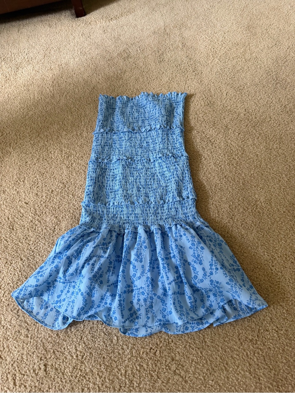 Light Blue Floral Smocked women’s  dress